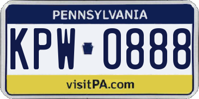 PA license plate KPW0888
