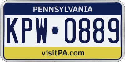 PA license plate KPW0889