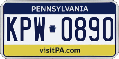 PA license plate KPW0890