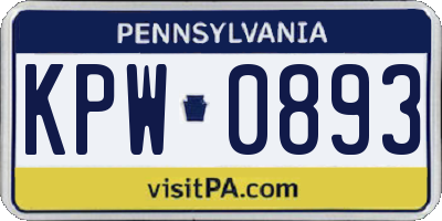 PA license plate KPW0893