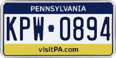 PA license plate KPW0894