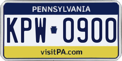 PA license plate KPW0900