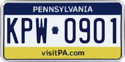 PA license plate KPW0901