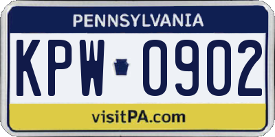 PA license plate KPW0902