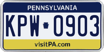 PA license plate KPW0903