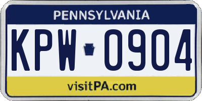 PA license plate KPW0904