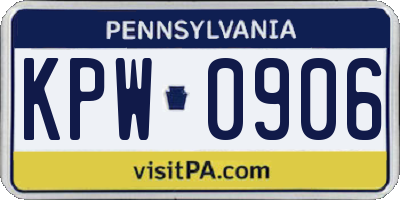 PA license plate KPW0906
