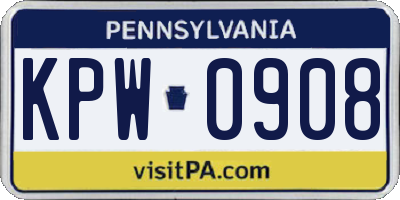PA license plate KPW0908