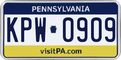PA license plate KPW0909