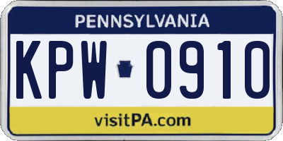 PA license plate KPW0910