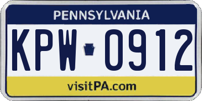 PA license plate KPW0912