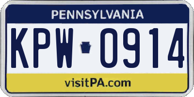 PA license plate KPW0914