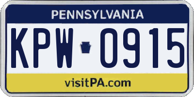 PA license plate KPW0915