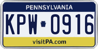 PA license plate KPW0916