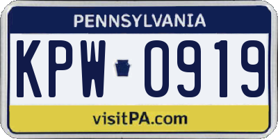 PA license plate KPW0919