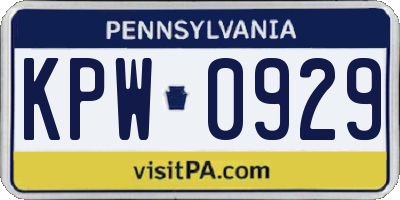 PA license plate KPW0929