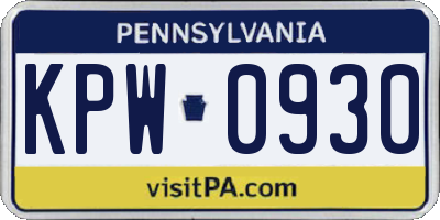 PA license plate KPW0930