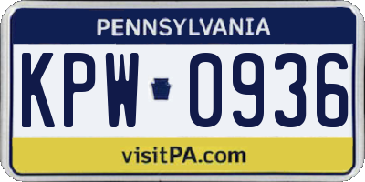 PA license plate KPW0936
