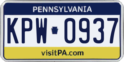 PA license plate KPW0937
