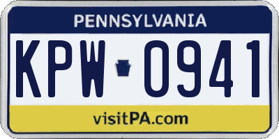 PA license plate KPW0941