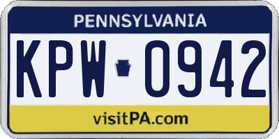 PA license plate KPW0942