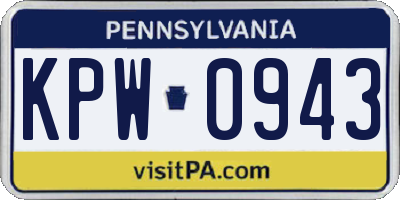 PA license plate KPW0943