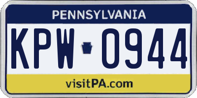 PA license plate KPW0944