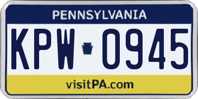 PA license plate KPW0945