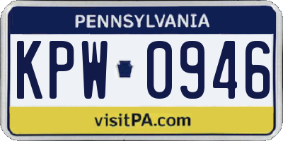 PA license plate KPW0946