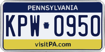 PA license plate KPW0950