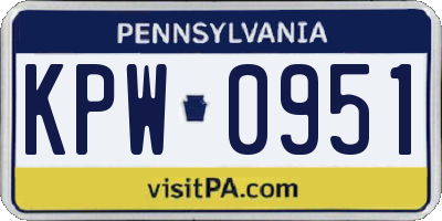 PA license plate KPW0951