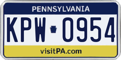 PA license plate KPW0954