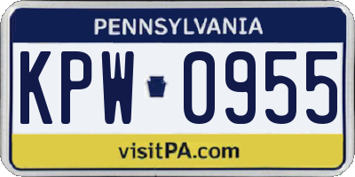 PA license plate KPW0955