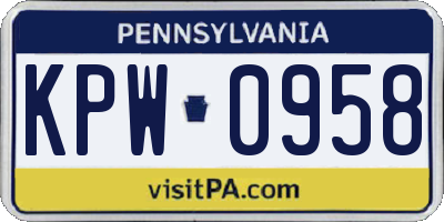 PA license plate KPW0958