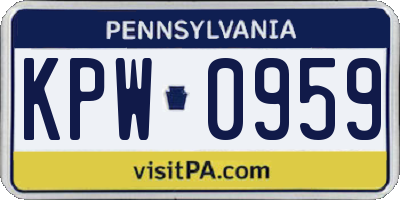 PA license plate KPW0959