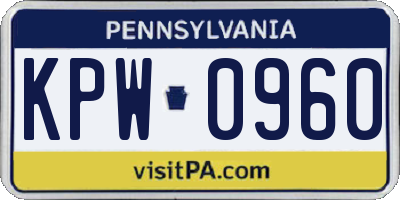 PA license plate KPW0960