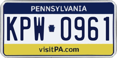 PA license plate KPW0961