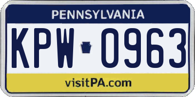 PA license plate KPW0963