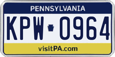 PA license plate KPW0964