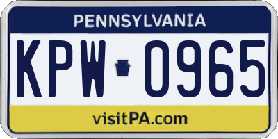 PA license plate KPW0965