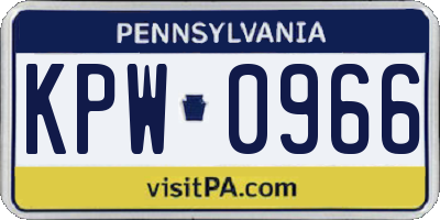 PA license plate KPW0966