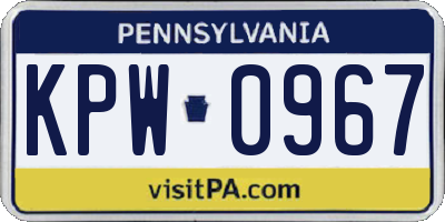 PA license plate KPW0967