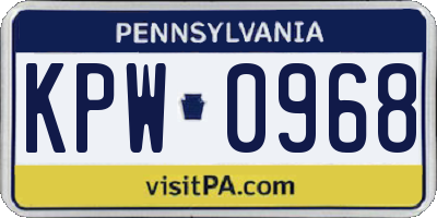 PA license plate KPW0968