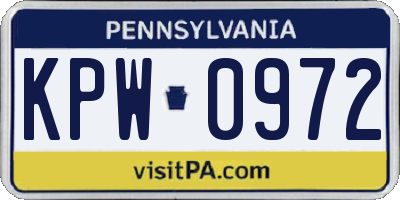 PA license plate KPW0972