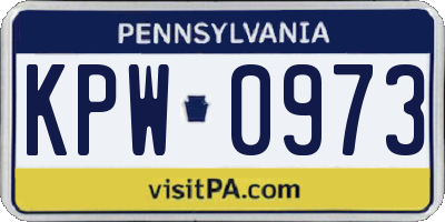 PA license plate KPW0973