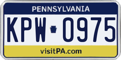 PA license plate KPW0975