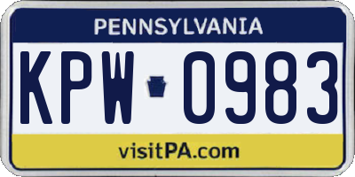 PA license plate KPW0983