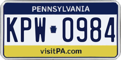 PA license plate KPW0984