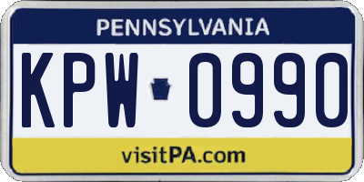 PA license plate KPW0990