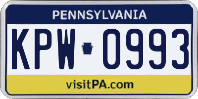 PA license plate KPW0993